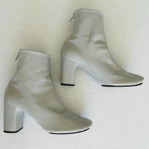 ❤️ CELINE PARIS BALLET RELOADED GRAY LAMBSKIN LEATHER ANKLE BOOTS ITALY - Picture 6 of 11